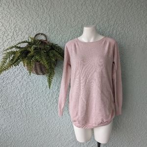 LACE button detail sweater‎ blush pink with shimmer size m